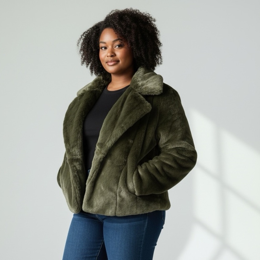 Allegra K Green Teddy Jacket‎